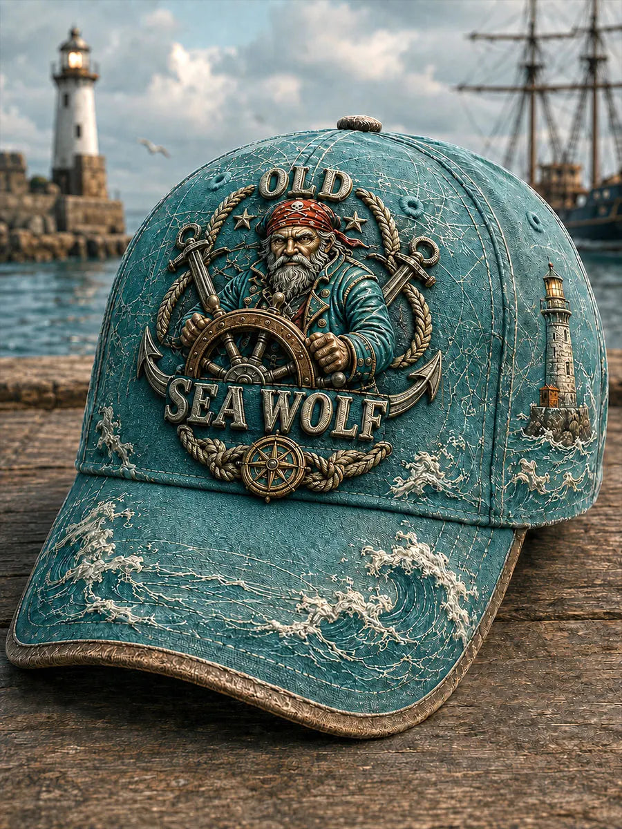Old Sea Wolf Captain Vintage Nautical Cap