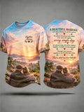 Unisex Older Couple Art Printed T-Shirt