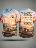 Unisex Older Couple Art Printed T-Shirt