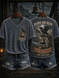 Women's "Runs On Rum Bad Decisions And Sea Air" V-neck T-shirts