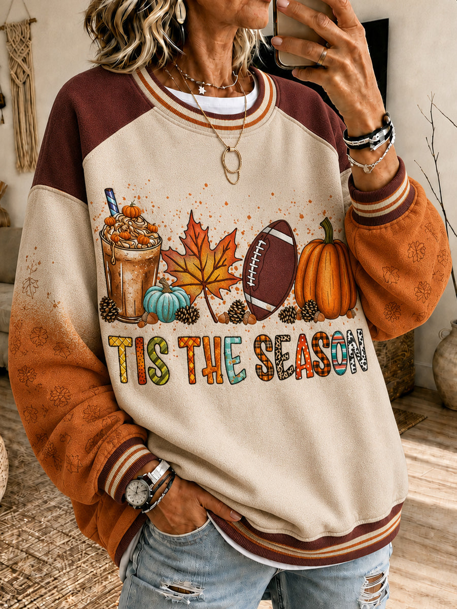 ☕ 'Tis The Season Gradient Sleeve Fall & Football Sweatshirt