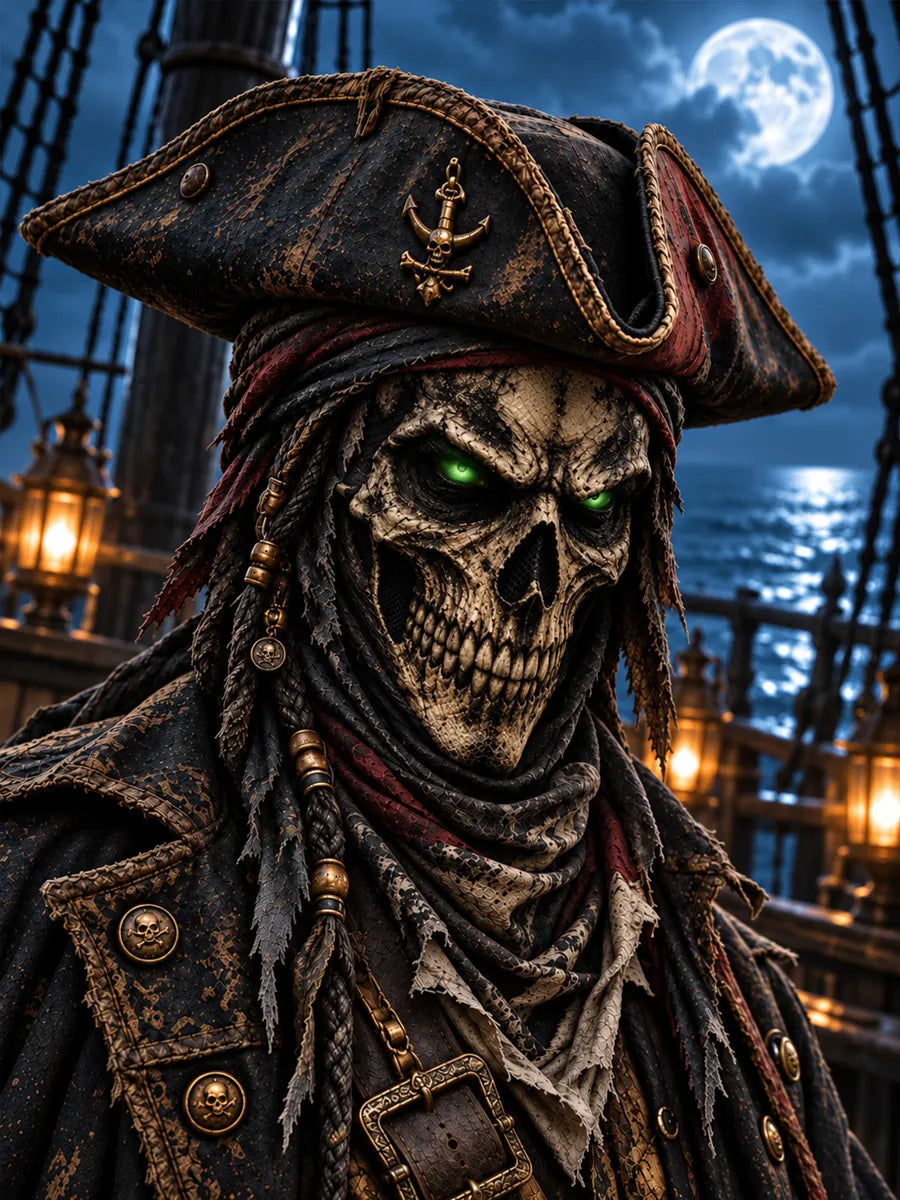 Men's Retro Fun Pirate Skull Print Face Mask