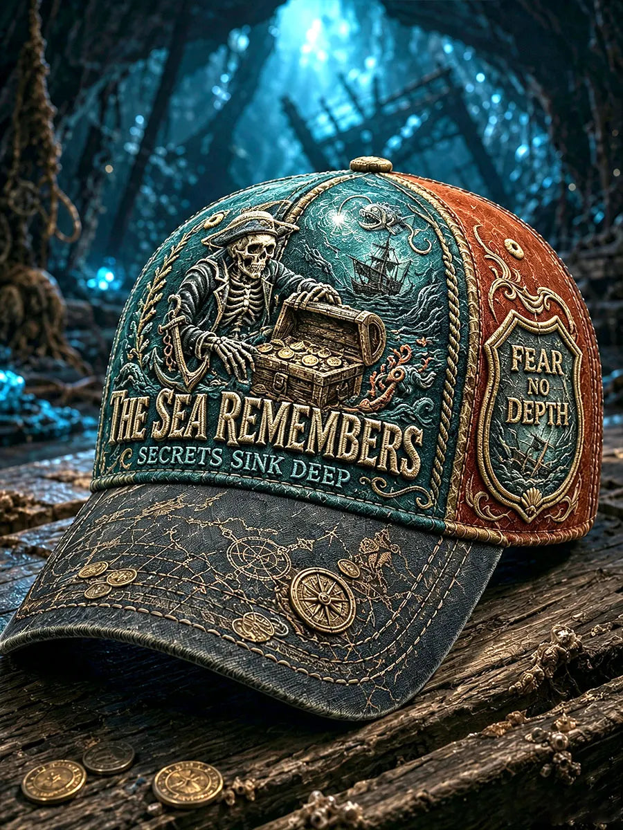 Deep-Sea Skeleton Pirate Treasure Hunt Vintage Baseball Cap