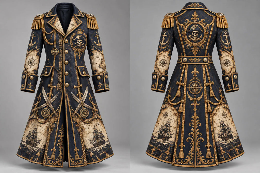 Men’s Fun Pirate-Themed Art Graphic Coat