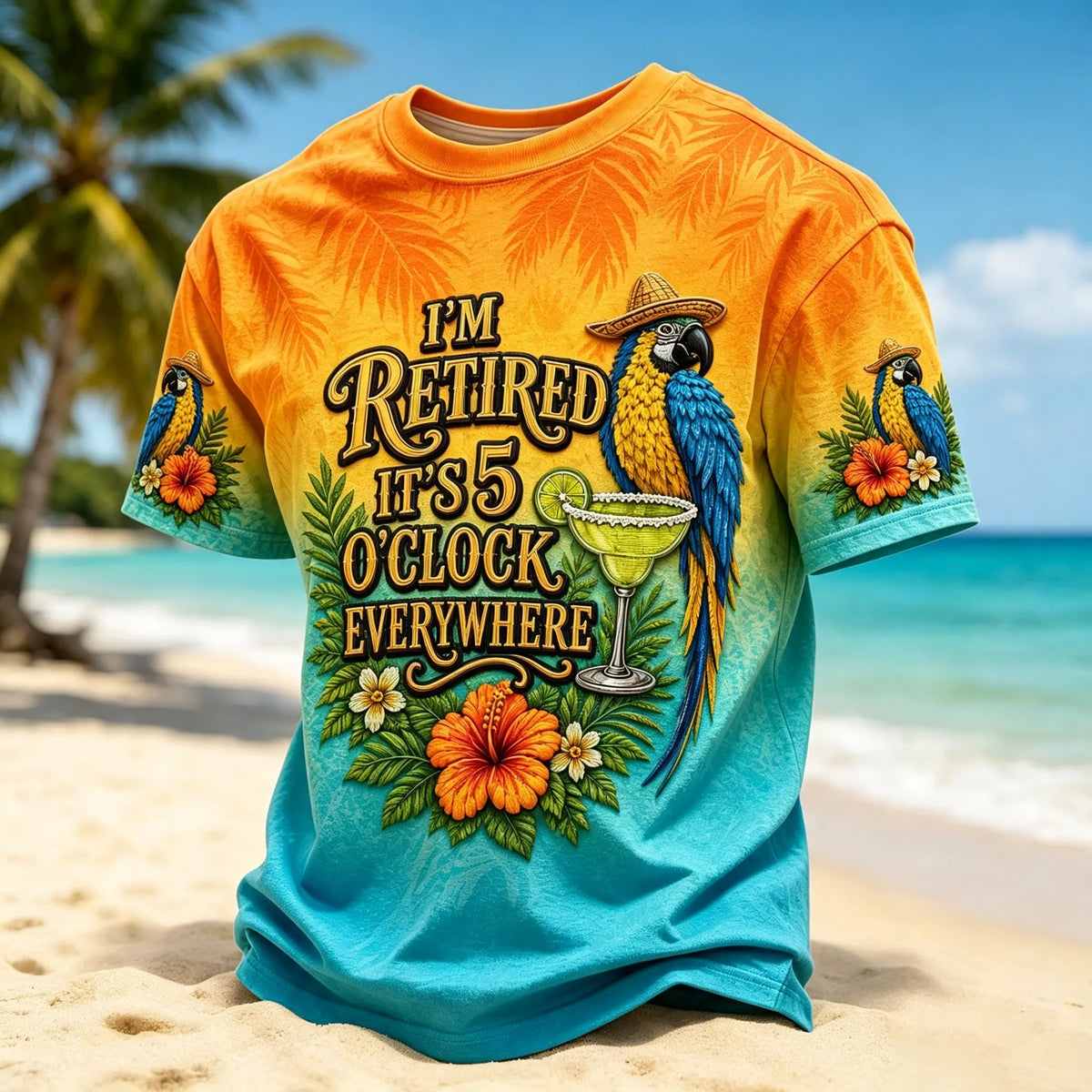 Men's I'm Retired It's 5 O'clock Everywhere Parrot Short Sleeve T-shirt