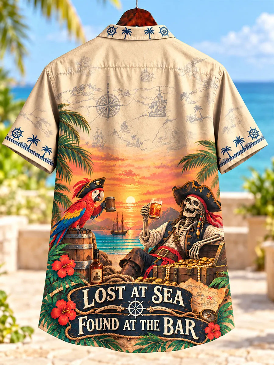 Pirate & Parrot Lace-Up Short Sleeve Shirt