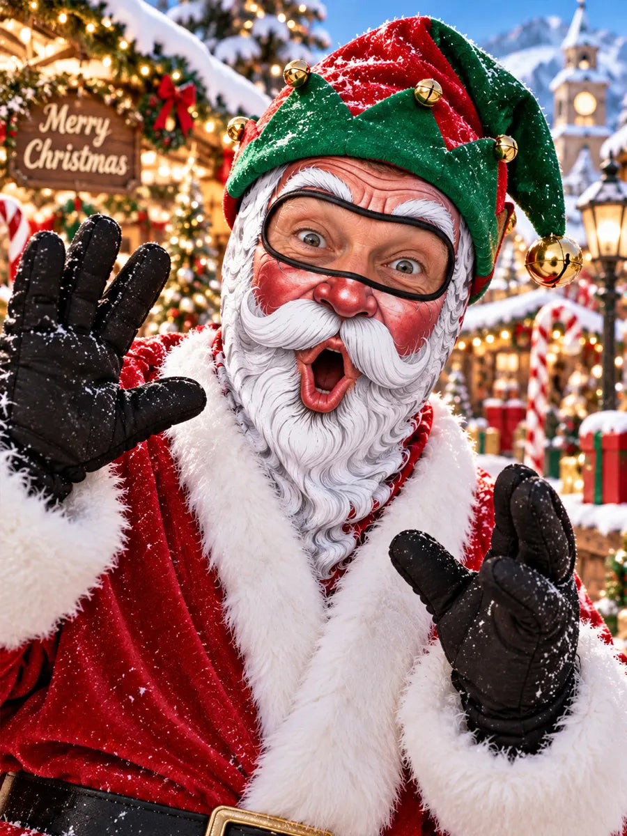 Funny Santa Elf Face Mask – Christmas Winter Balaclava