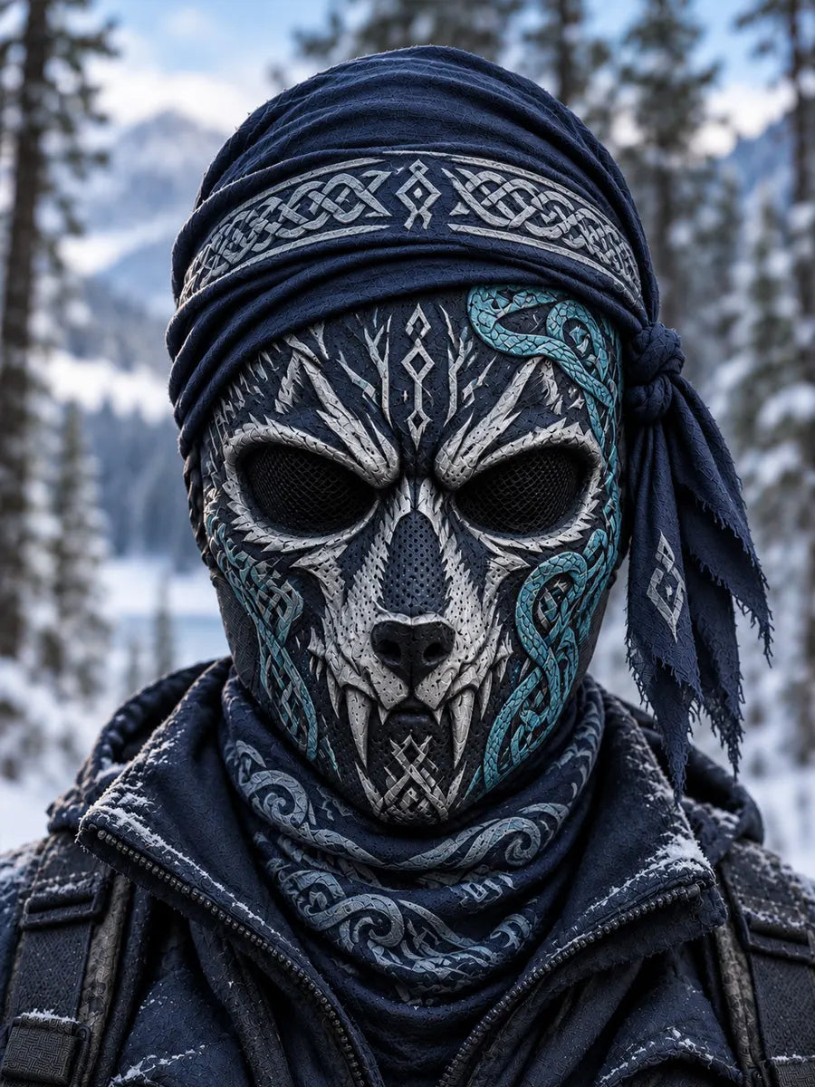 Retro Viking Print Face Mask