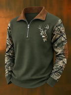 Men’s Retro Deer Hunting Art Printed Sweatshirt