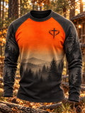 Men’s Vintage Retro Hunting Culture Print Long Sleeve T-Shirt