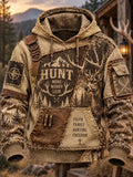 Men's Retro Hunting Culture Print Casual Hoodie
