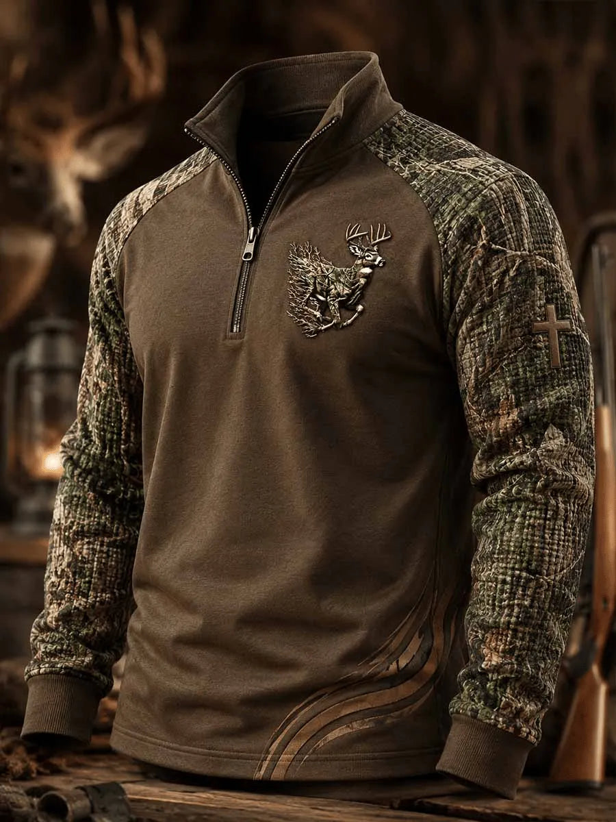 Men's Vintage Traditional Reindeer Pattern Western Sweatshirt