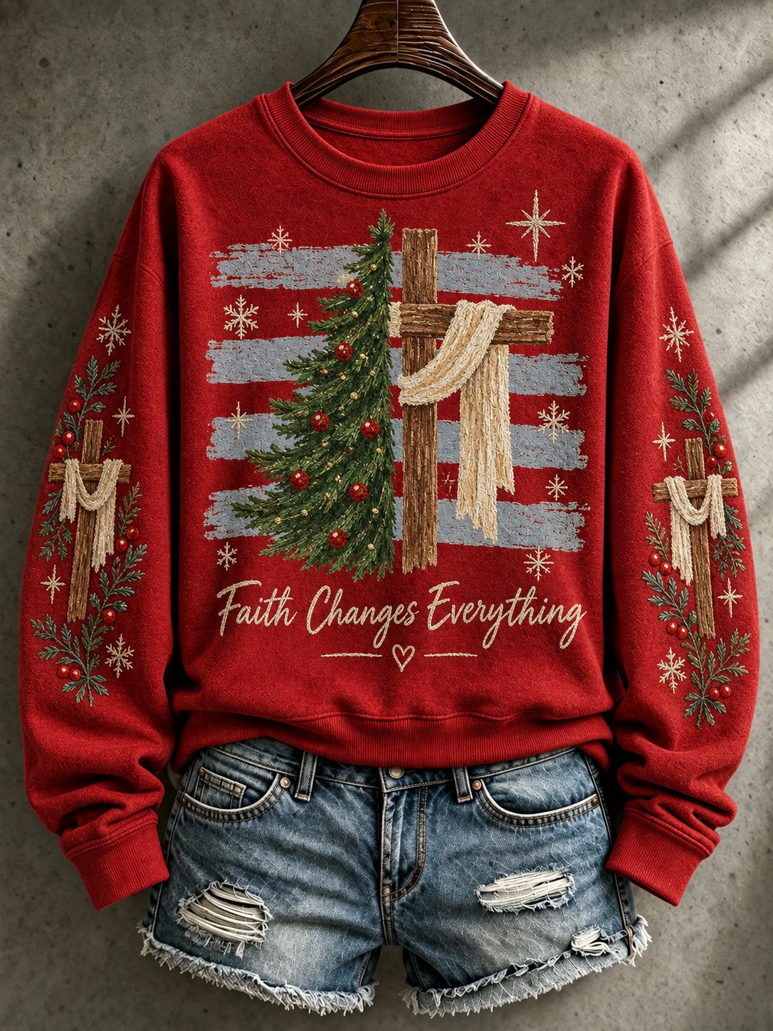 Women's Retro Faith Christmas Print Hoodie