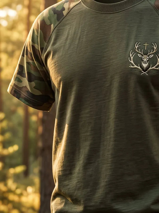 Men's Vintage Hunting Camo Henley T-Shirt