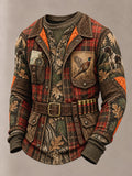 Men's Retro Hunting Culture Print Casual Sweatshirt