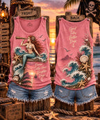 🌅 Ocean, Salty Hair, Brighter Days Mermaid Telescope Sunset Tank