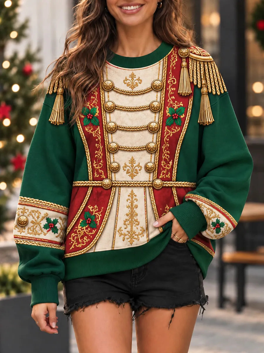 Women's Christmas Soldier Theme Art Print Sweatshirt