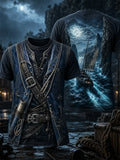 Retro Punk Pirate Art Print Casual T-shirt