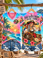 Women's Retro Pirate Queen Art Print T-Shirt