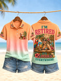 Women's I'm Retired It's 5 O'clock Everywhere Parrot Print Casual Polo Shirt