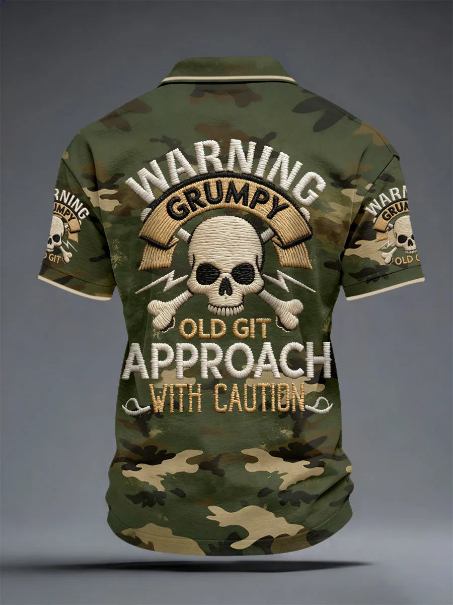 Men's 'warning grumpy old git approach with caution' tops