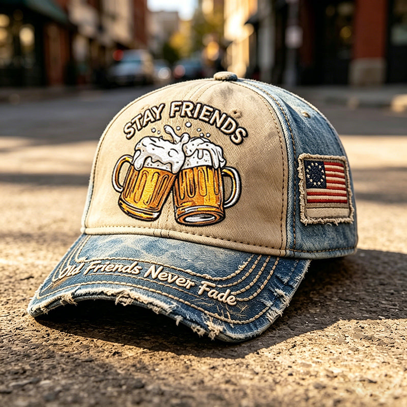 Retro Old Friendship Art Printed Casual Baseball Cap