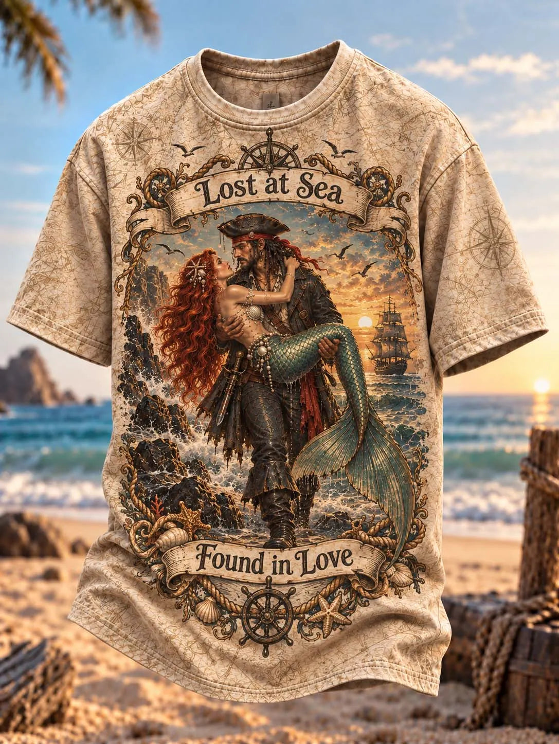 🏴‍☠️ Lost At Sea Found In Love Pirate Men's T-Shirt