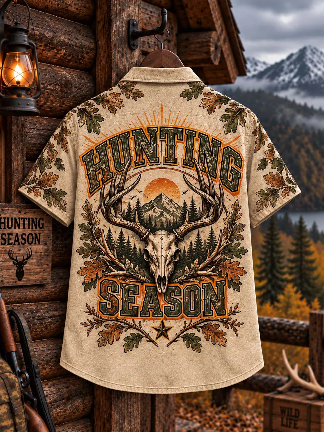 Hunting Season Deer Skull & Antler Men's Shirt