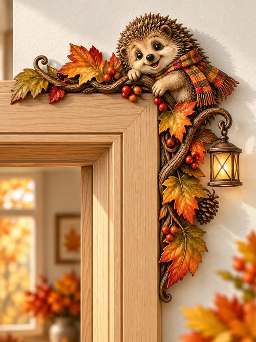Autumn Hedgehog Wooden Door Corner Decoration