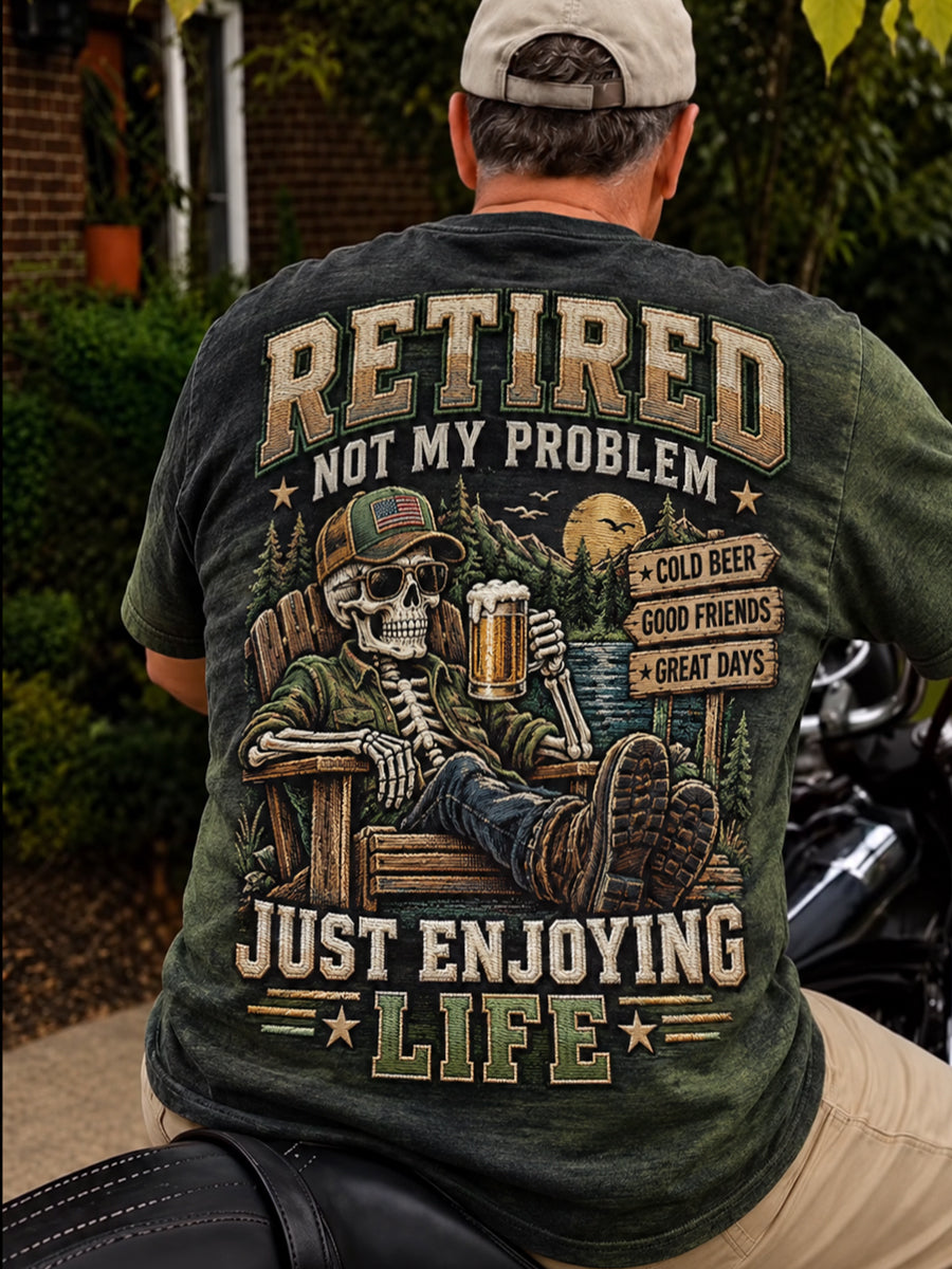Men’s Retro Retire Art Printed T-Shirt