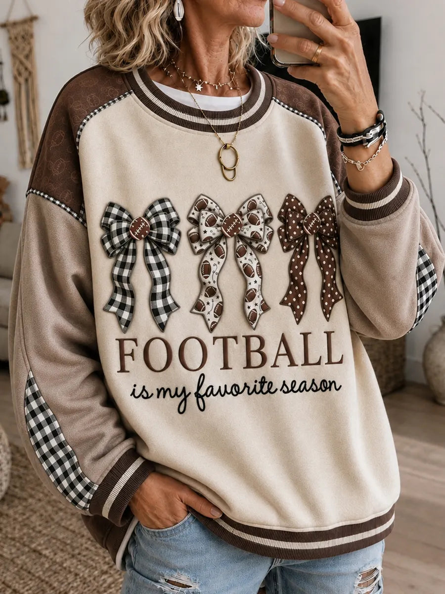 🎀 Football Is My Favorite Season Bow Pattern Sweatshirt