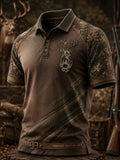 Men's Vintage Faith Traditional Reindeer Pattern Printed Short-Sleeve Top