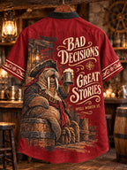 Bad Decisions, Great Stories Pirate Walrus Men’s Lace-Up Shirt