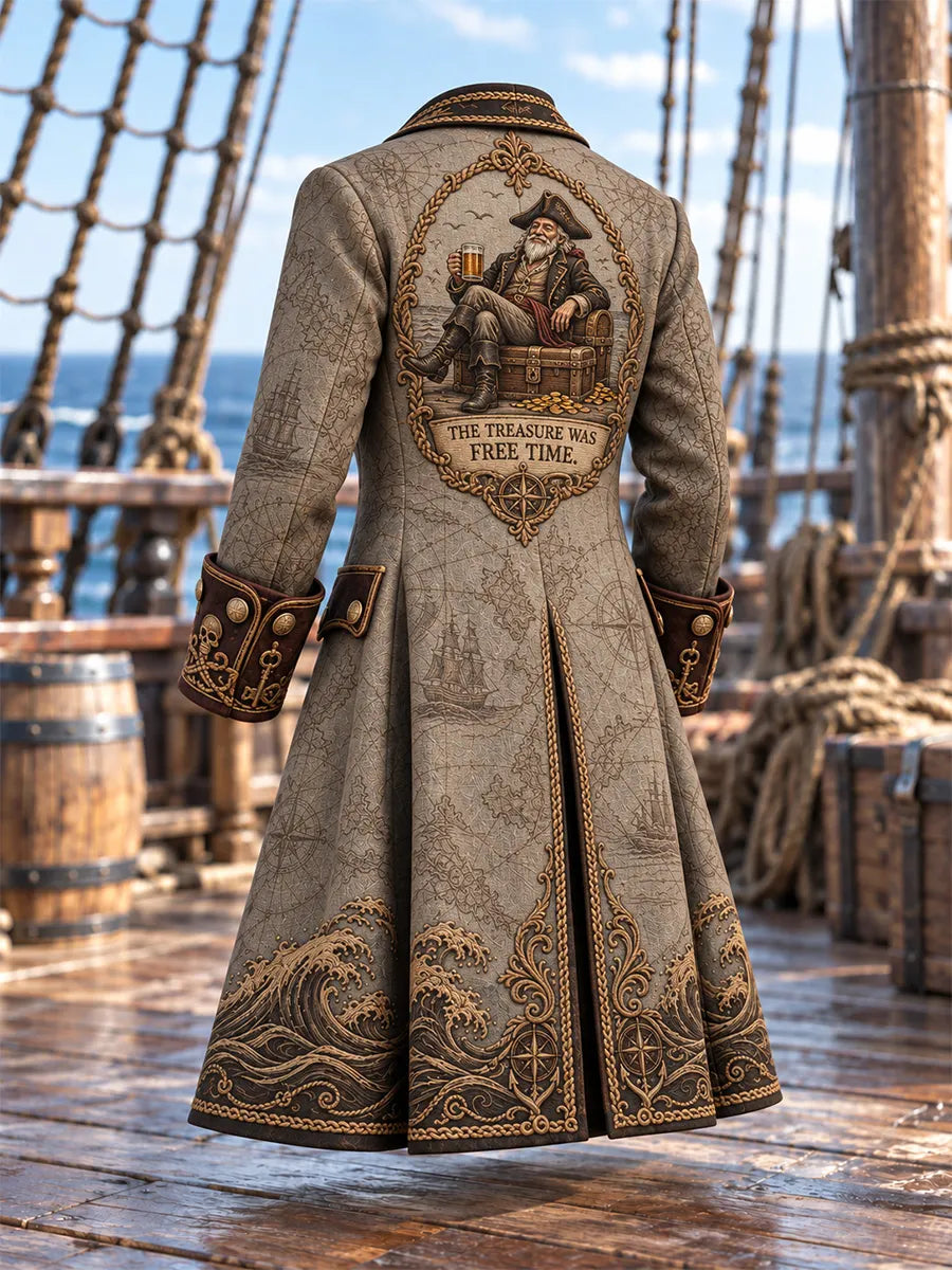🗺️ Men's Treasure Was Free Time Pirate Coat