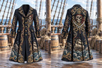 Men's Vintage Pirate Skull Art Print Coat