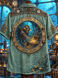 Men’s Steampunk Deep-Sea Treasure Skeleton Diver Short-Sleeve Shirt