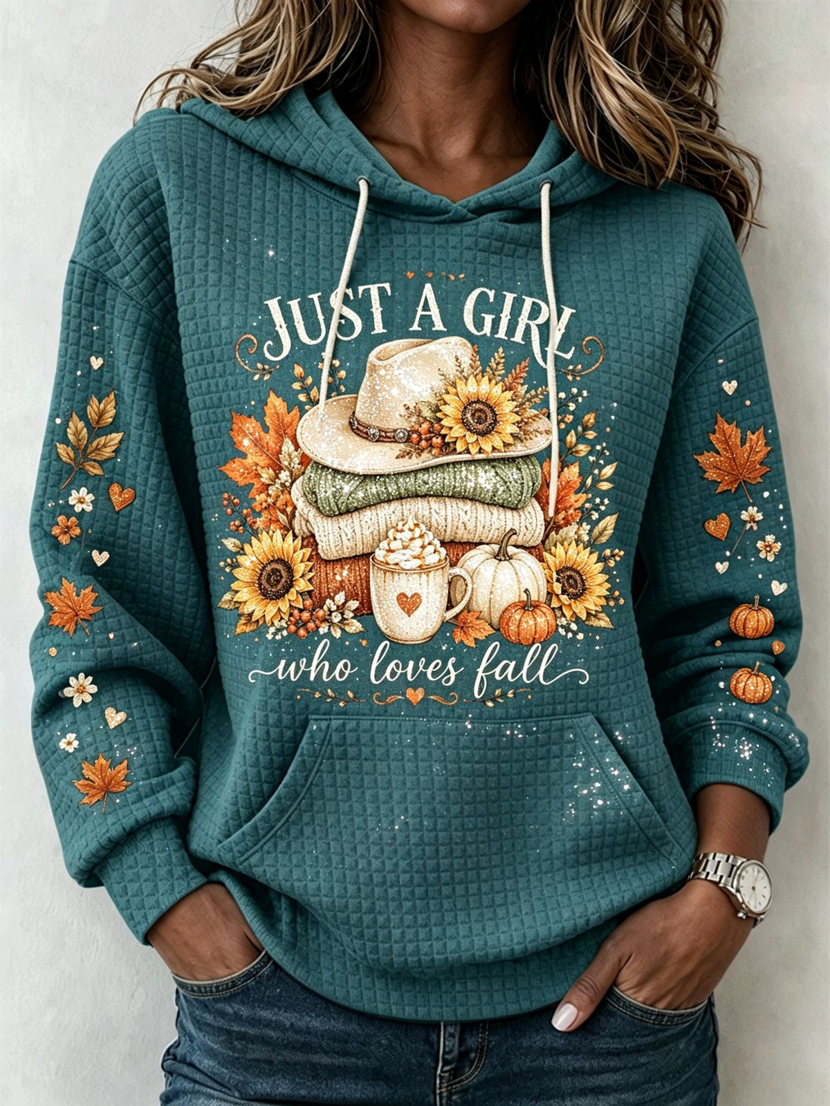Women'S Just A Girl Who Loves Fall Sunflower Hoodie