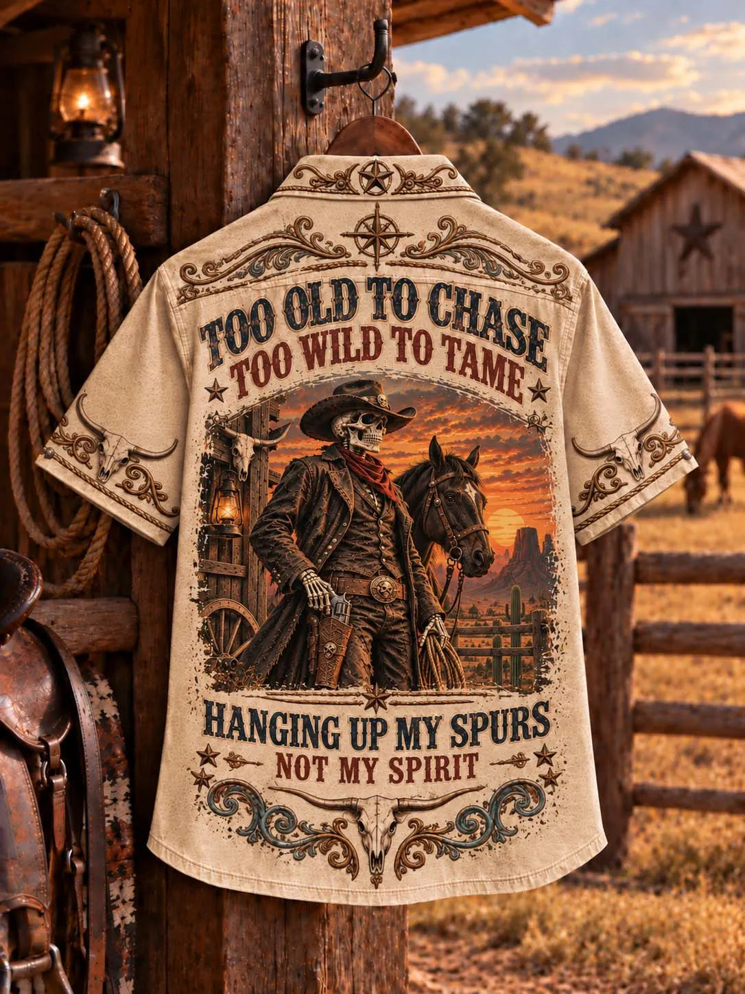 🤠 Too Old to Chase Too Wild to Tame Cowboy Shirt