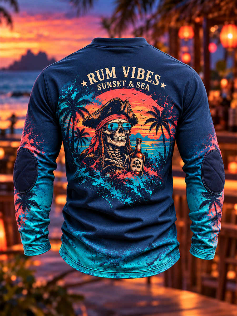 Tropical Rum Pirate Lace-Up Long Sleeve Shirt
