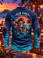 Tropical Rum Pirate Lace-Up Long Sleeve Shirt