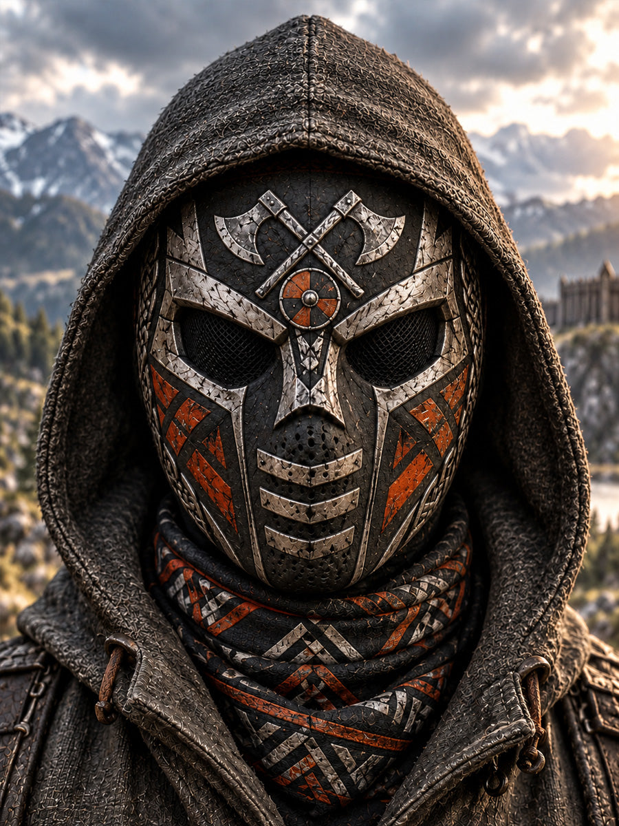 Retro Viking Print Face Mask
