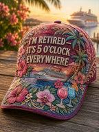 Retirement Tropical Cruise, Cocktail & Floral Baseball Cap