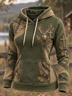 Women's Retro Hunting Culture Art Print Hoodie