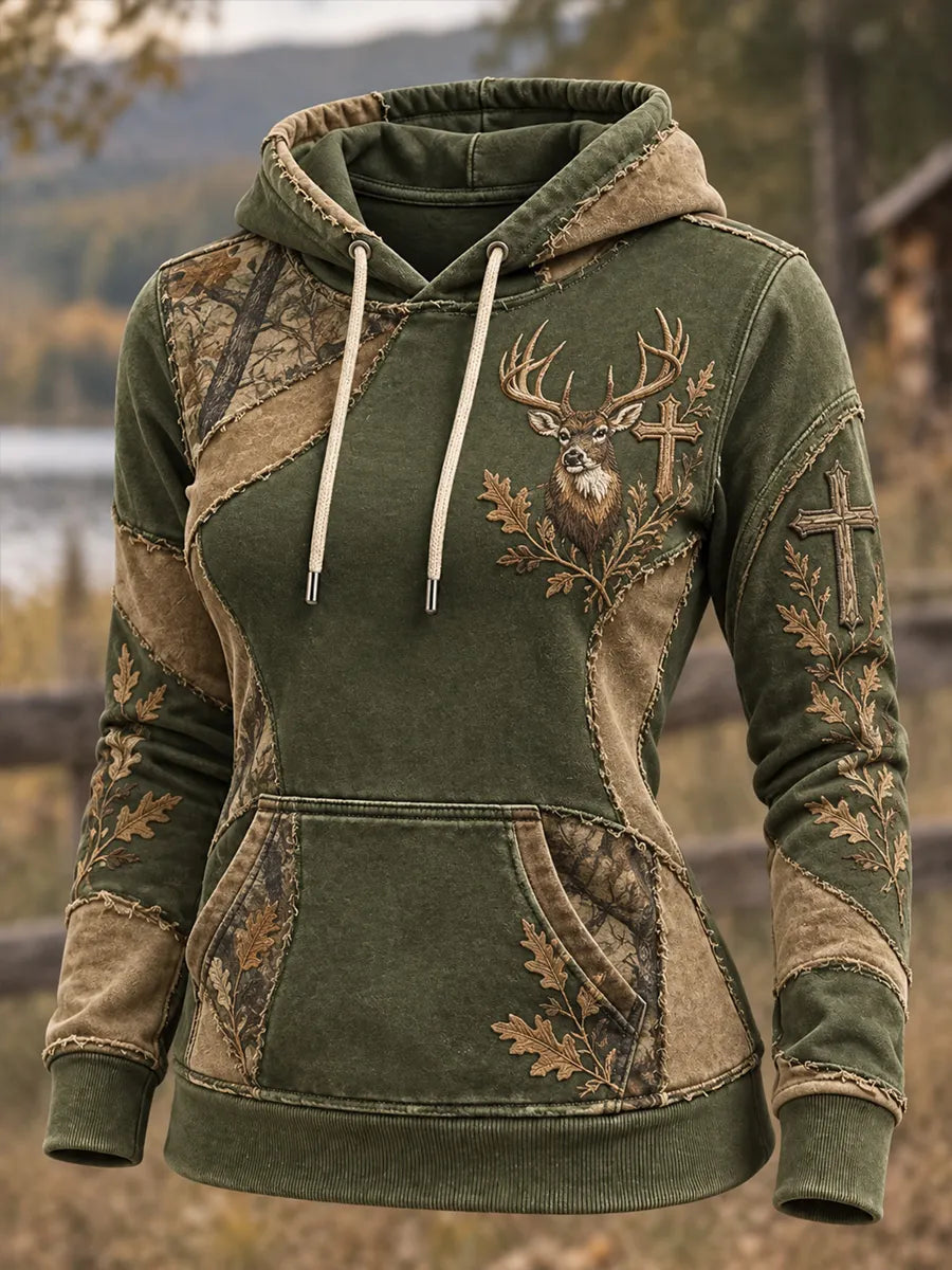 Women's Retro Hunting Culture Art Print Hoodie