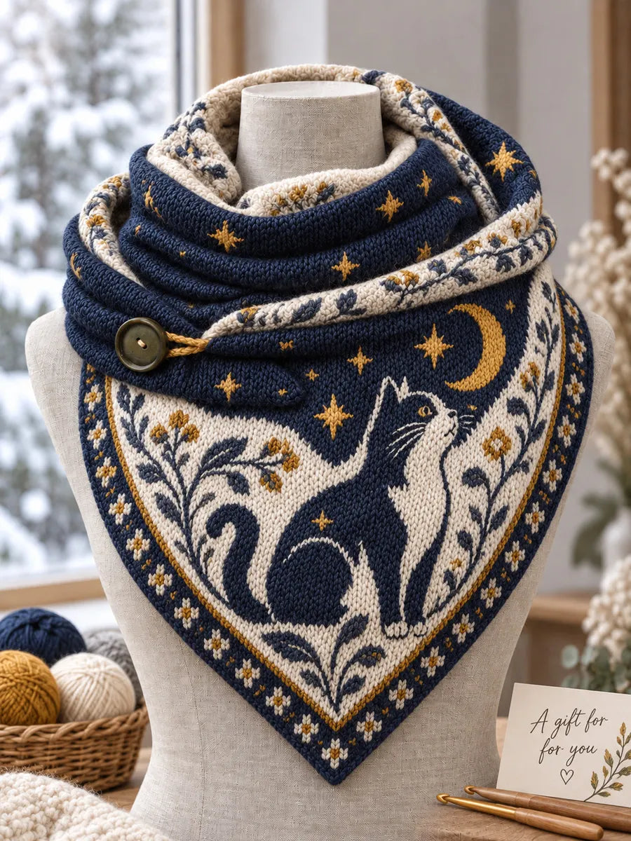 Women's Cat Triangle Scarf – Versatile Everyday & Holiday Accessory