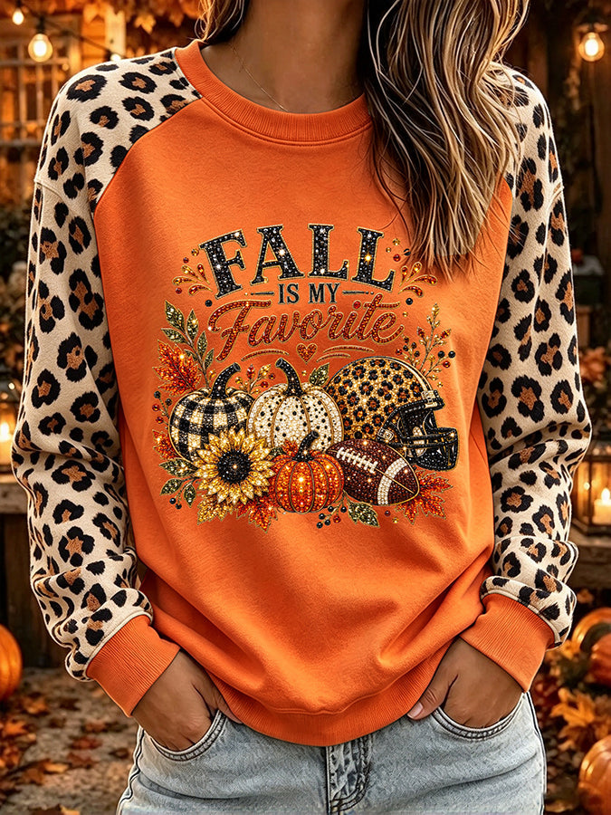 Women's Autumn Casual Pumpkin Rugby Hoodie