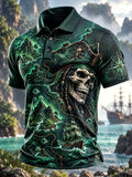 Ghost Green Skull Island Nautical Map Men's Polo Shirt