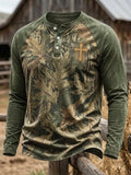 Men's Vintage Western Faith Camo Print Long-Sleeve T-Shirt