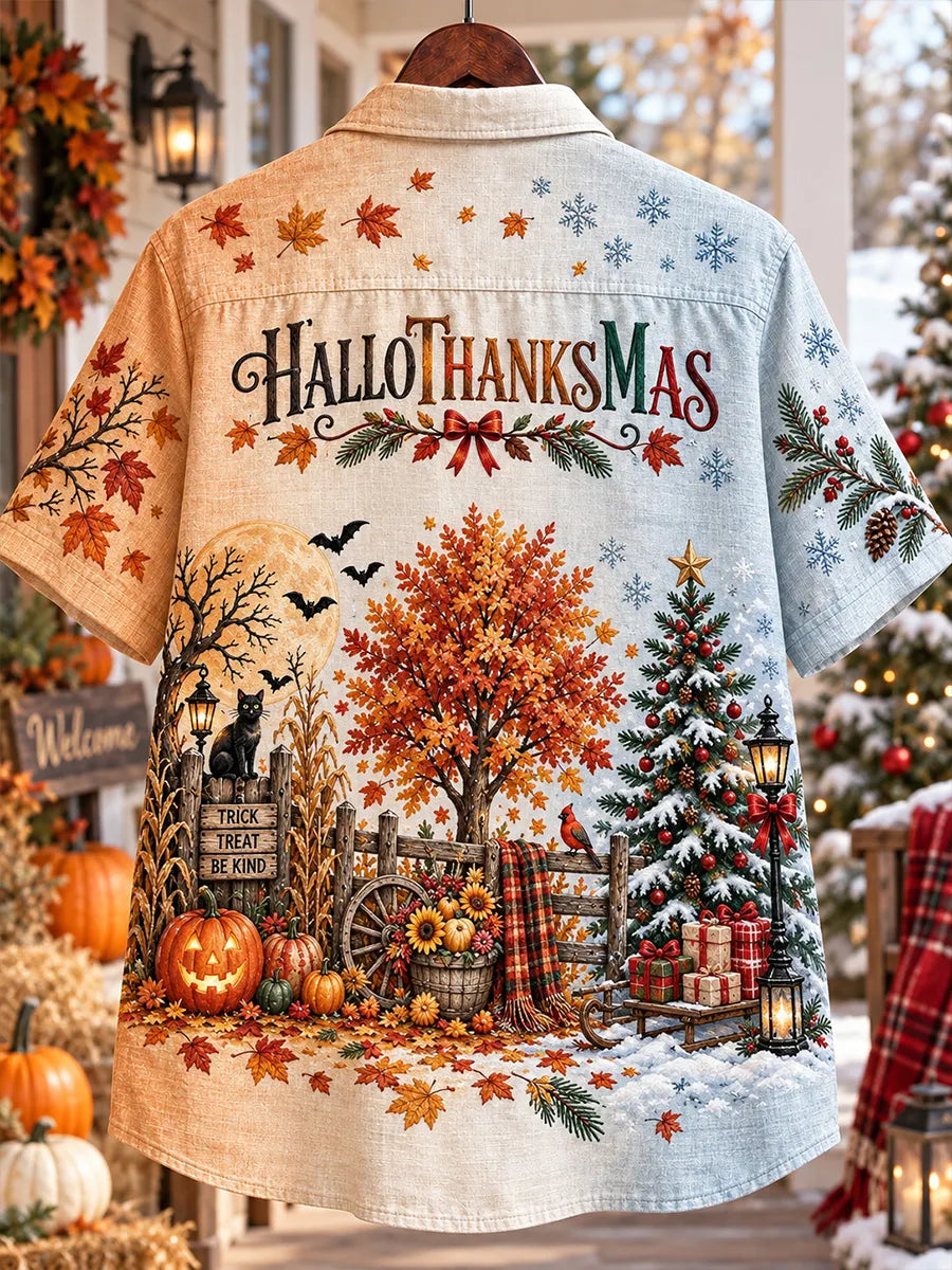 "HalloThanksMas" All-Season Holiday Shirt