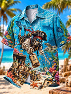 🌊🏴‍☠️ Underwater Pirate Skeleton Diving Hawaiian Shirt | Ocean Treasure Rum Tropical Aloha Shirt